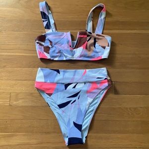 Aerie Two Piece Bikini, High Cut Cheeky Bottom